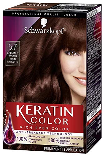 Schwarzkopf Keratin Color Anti-Age Hair Color Cream, 5.7 Chestnut Brown (Packaging May Vary), 1 Count
