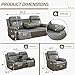 Plithzy Breathable Leather Power Recliner Sofa Set, Reclining Sofa Set with LED/USB Port/Cup Holder,3 Pieces Living Room Set with Reclining Couch,Loveseat and Armchair (Light Grey)