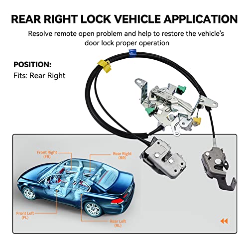 Image of SYERAL Door Lock Latch & Cable Passenger Side Rear Right 6C3Z-28264A00-A Compatible with 1999-2007 F250 F350 Super Duty, Upper and Lower Latches Assembly