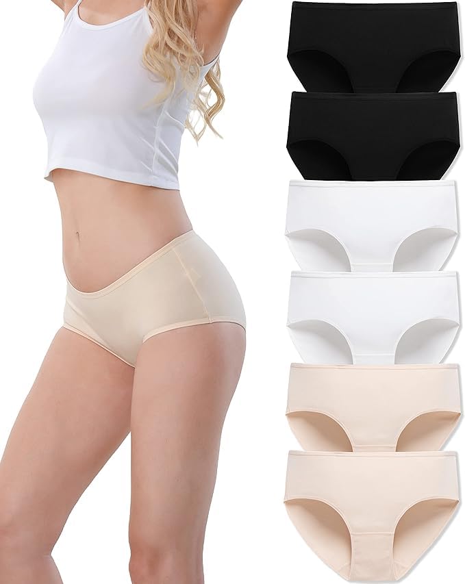 Image of LOURYN KOULYN Women's Breathable Cotton Underwear Hipster Panties for Daily Comfort 4-Pack