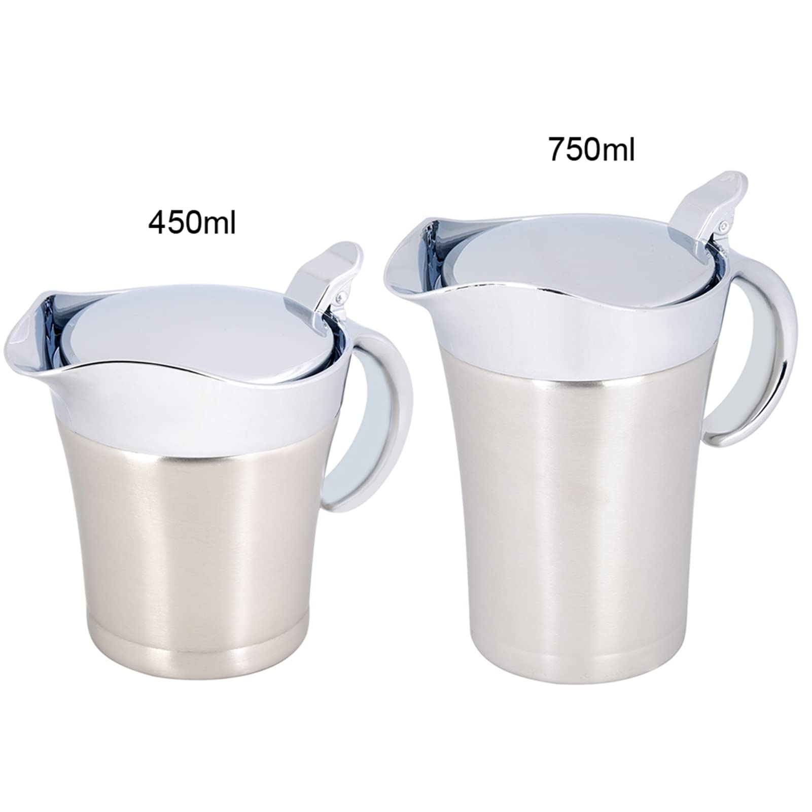 Salsiera con coperchio, in acciaio inox 304 con isolamento termico a doppia parete per salse, pentola per servire, facile da versare(750 ml)