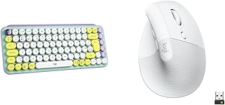 Logitech POP Keys Mechanical Wireless Keyboard & Lift Vertical Ergonomic Mouse, Wireless, Bluetooth or Logi Bolt USB receiver, Quiet clicks, 4 buttons, compatible with Windows/macOS/iPadOS