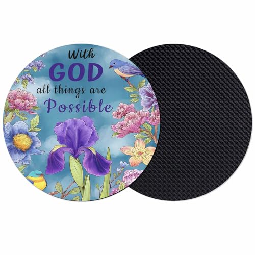 Blue Floral Birds Coasters Set of 2, Absorbent Coasters for