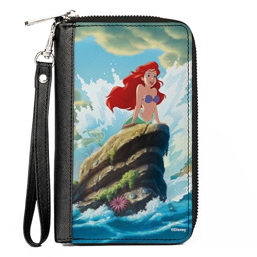 Buckle-Down Disney Wallet, Zip Around, The Little Mermaid Ariel Splash Rock Pose, Vegan Leather