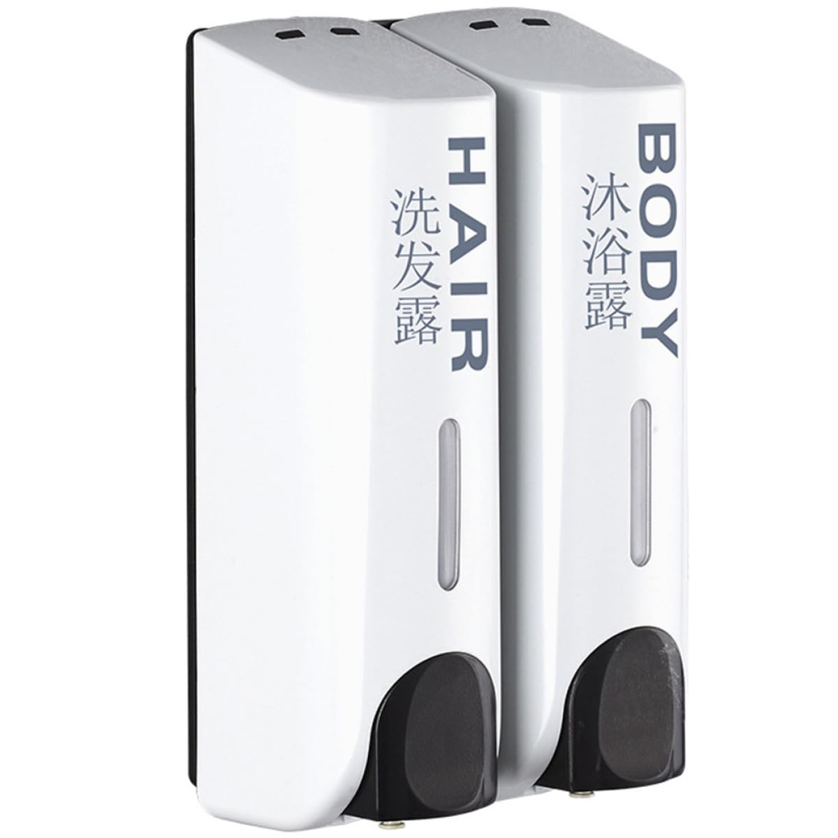 Dispensador de Jabón Líquido de Pared Blanco Doble Cabeza sin Taladro, para Baño y Cocina, Dosificador Manual de Champú y Gel, Botella Recargable para Hotel y Hogar, Fácil