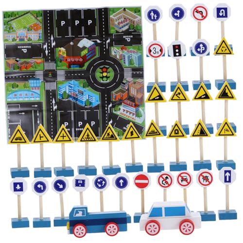 Panneaux de circulation et tapis de ville pour créer un circuit de jeu au salon