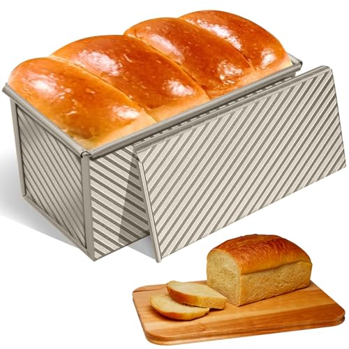 QGGTQG Toast Brot Backform Set, Brotbackform mit Deckel Brotbackformen Antihaftbeschichtung aus Kohlenstoffstahl, Belüftungslochdesign Toastbrotform für...