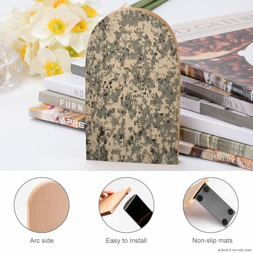Sujetalibros de camuflaje militar de madera moderno universal y resistente 5