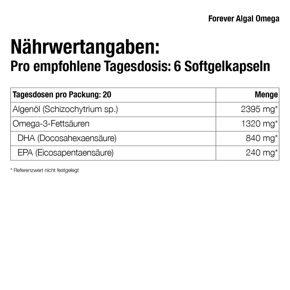 Forever Algal Omega | Veganes Omega-3 mit DHA & EPA | 120 Softgelkapseln