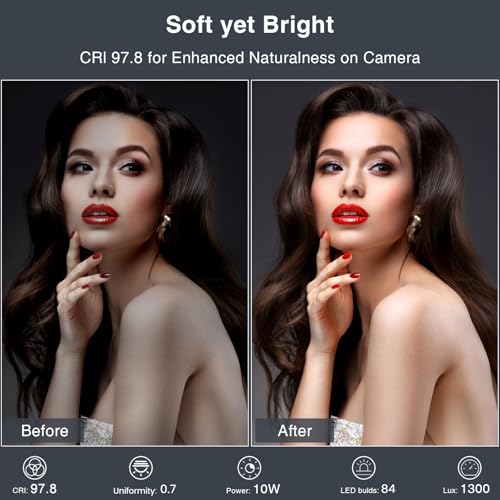 Image of Zoom Lighting for Computer, Adjustable Desk Lighting for Video Calls, 30 Light Modes Video Conference Light, Desk Ring Light with Stand for Webcam, Meetings, Live Stream, Home Office. CRI 97.8