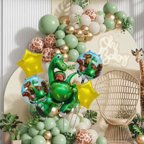 Image of Wanna Party Large Dinosaur Theme Birthday Decoration Set - Pack of 5 Foil Balloons for Jurassic Theme Jungle Animal Decoration