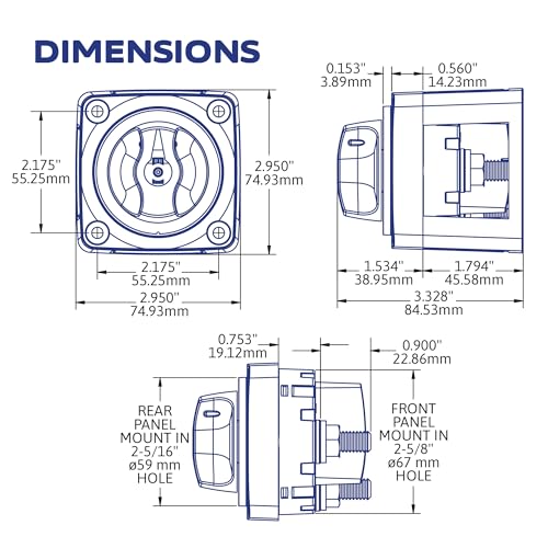 Image of Blue Sea Systems 3‑Position Mini Battery Switch, Black, 6008200 m‑Series