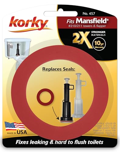 Korky 457 2X Long Life Seal Fits Mansfield 210 and 211 Fixes Leaking Tower Style Valves and Hard-to-Flush Toilets-Easy to Install-Made in USA Red