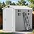 Greesum 4x8FT Plastic Storage Shed with Floor, Resin Outdoor Storaged Sheds with Lockable Door, All Weather Tool Shed with Window and Vent, Easy Assembly for Garden, Patio, Backyard, Light Gray
