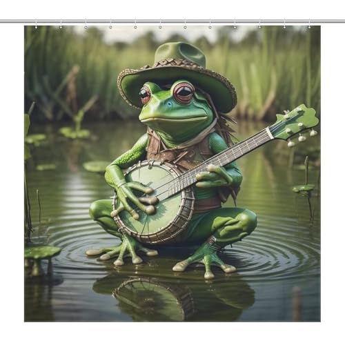 Rideau de douche grenouille anti-moisissure facile à installer 72x72