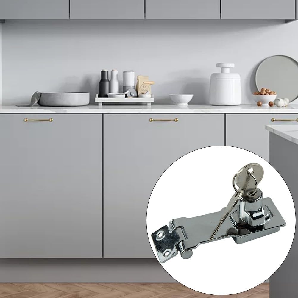 Sturdy Key Operated Hasp Lock and Staple for Enhanced Security on Exterior Doors Sheds Cabinets and Storage Boxes (3inch)