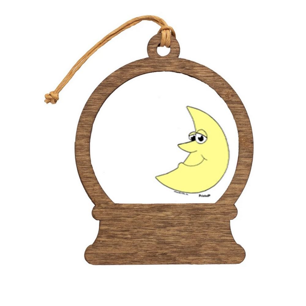 PrintedPerfection.com Personalized Mr. Moon Wooden Snow Globe Shaped Christmas Ornament
