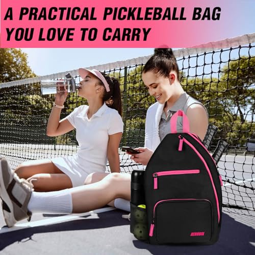 image for AEROBIX Pink Pickleball Bag for Women & Men, Pickle Ball Backpack - Up