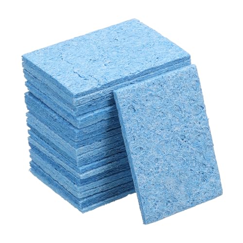 Image of uxcell Soldering Sponge 1.97 inch x 1.38 inch Rectangle Sponge Replacement Welding Soldering Iron Tip Cleaning Pads Soldering Iron Special High Temperature Sponge Blue 20pcs