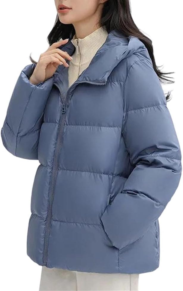 Women’s Down Jacket Hooded Thick Warm Coat White Duck Down Casual Fashion Winter Outerwear
