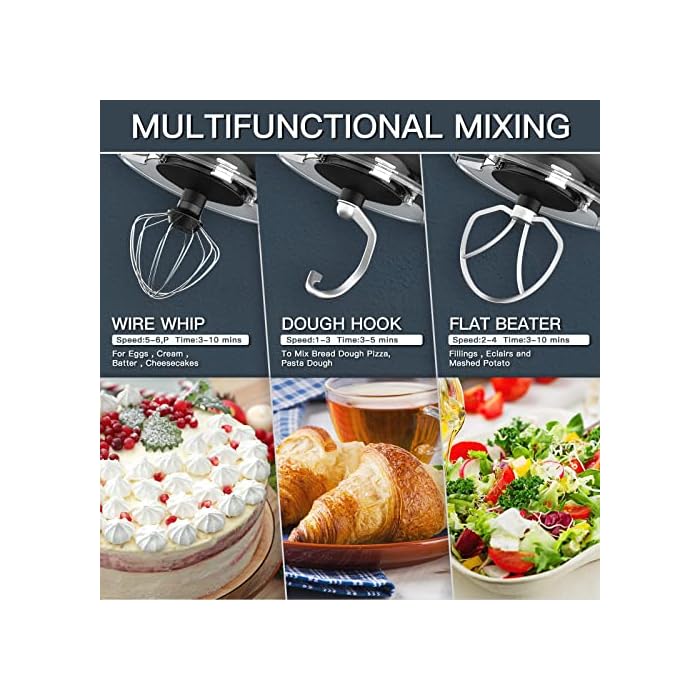 Buy PHISINIC Stand Mixer, 5.8QT 660W Electric Kitchen Mixer, 6Speed