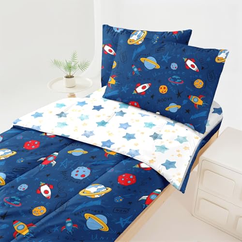 Dearller Galaxy Zipper Bedding Twin for Boys Space Comforter Boys
