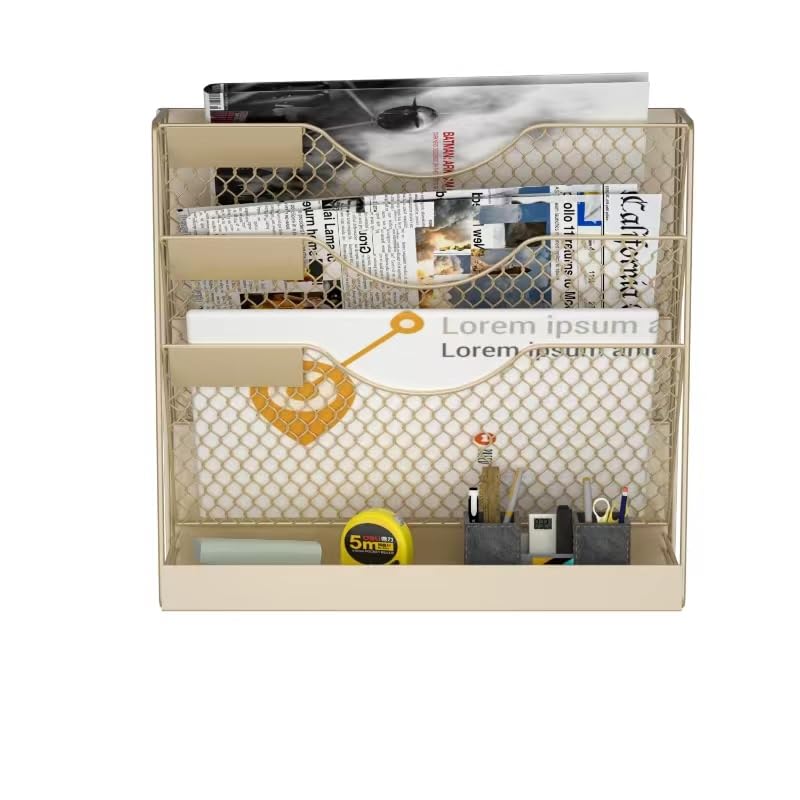 Magnetic Magazine Holder,File Organizer, Magnetic File Holders,4 Tier Magnetic Paper Holders for File Cabinet,Whiteboard,Refrigerator,Home Office,No Drilling Magnetic Mail Holder Storage Basket