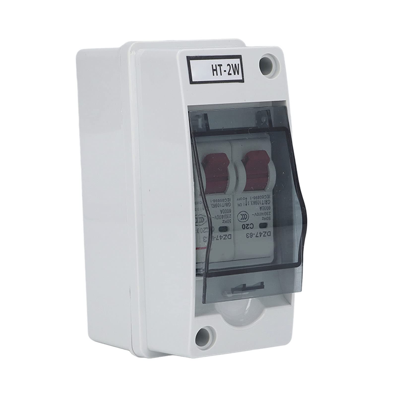 Interruttore automatico miniaturizzato AC 230V/400V con scatola di distribuzione impermeabile, 2 interruttori automatici 6/16/20A e 20a con scatola impermeabile per esterni, MCB su guida Din(20A+20A)