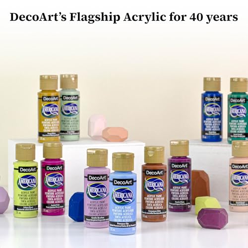 Image of DecoArt Americana Acrylic Paint Set - Essential Pastel Colors, 9 Bottles (2 fl oz) - Art and Craft Acrylic Paints for Canvas, Wood, and More