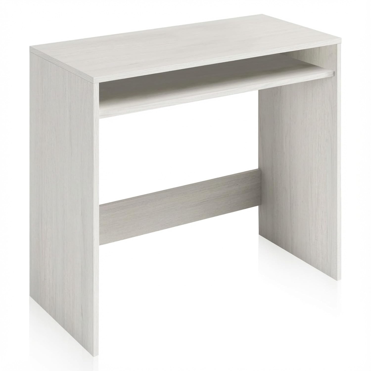 Arreditaly Scrivania Da Studio Compatto Tavolo Con Vano Portaoggetti Integrato Design Moderno Per Home Office Cameretta E Smart Working 79 x 43 x 78 Cm Bianco Frassino