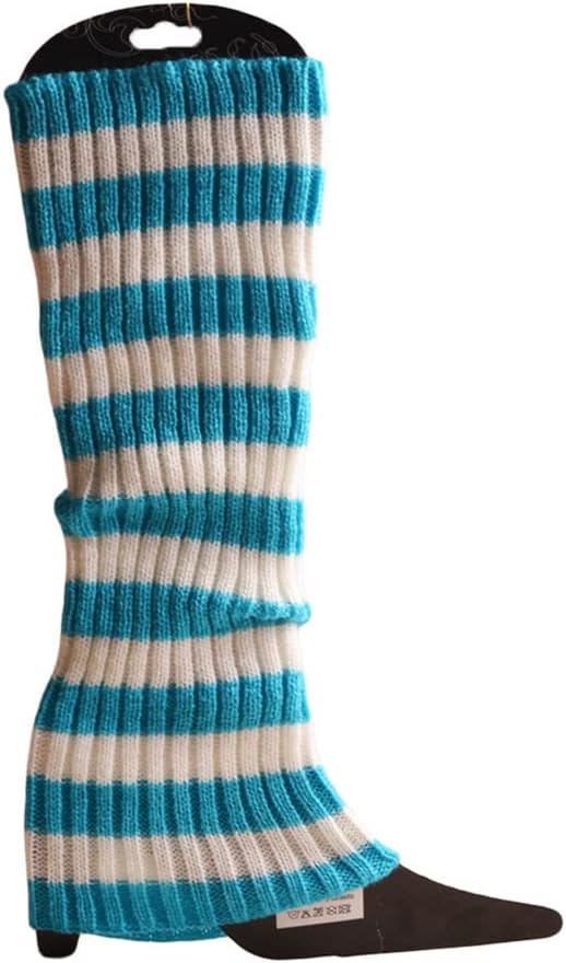 Women Winter Ribbed Knit Leg Warmers Rainbow Colorful Boot Cuffs Ballet Dance Long Socks 80s Costume