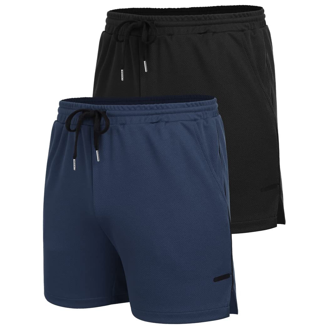 COOFANDY Lot de 2 shorts d'entraînement pour homme à séchage rapide - Short athlétique léger de 12,7 cm avec poches