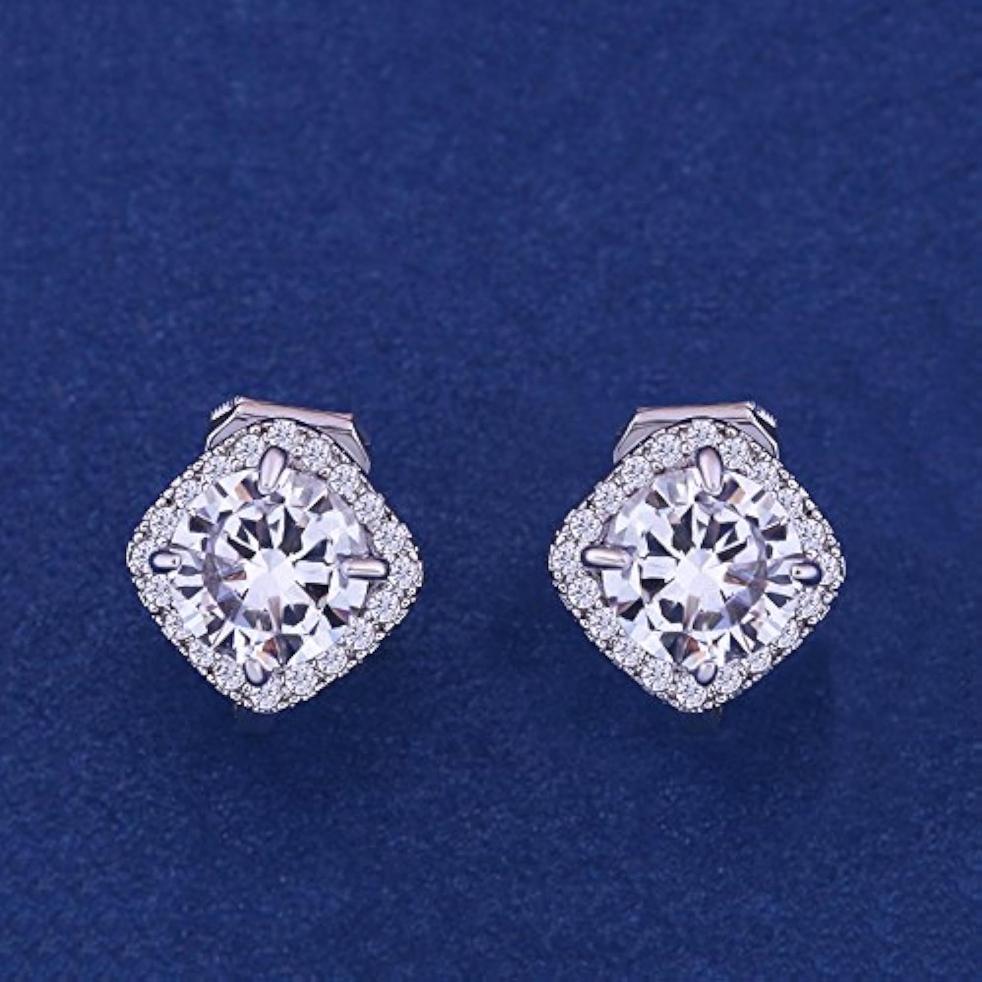 Women's 7mm Cubic Zirconia Clip-On Square Non-Pierced Stud Earrings