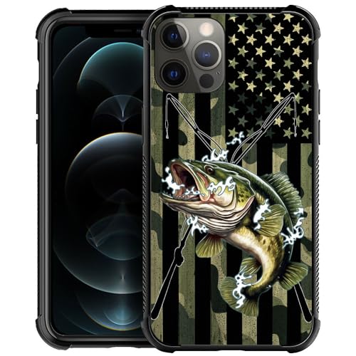 Coque de protection premium pour iPhone 13 motif drapeau américain et poisson