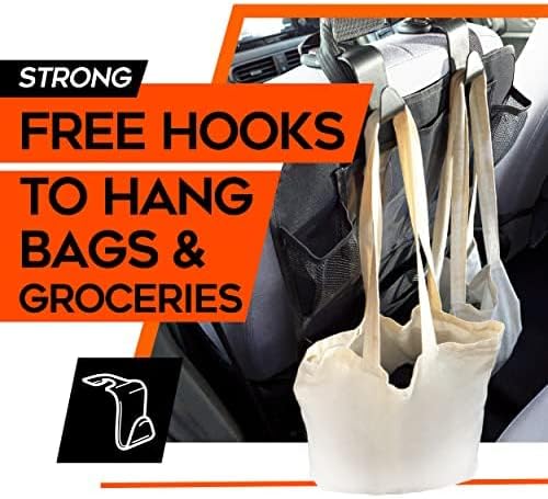 Backseat Car Organizer For Kids, 2Pcs Car Back Seat Organizer with 6 Mesh 3 Storage Pockets and 4 Headrest Hooks for Car Accessories, Easy to Clean Foldable Car seat Organizer with tablet holder 6 Backseat Car Organizer For Kids, 2Pcs Car Back Seat Organizer with 6 Mesh 3 Storage Pockets and 4 Headrest Hooks for Car Accessories, Easy to Clean Foldable Car seat Organizer with tablet holder