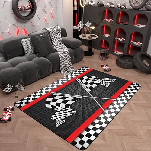 Tapete Infantil con Diseño de Carro de Carrera 152x91 cm miniatura 1