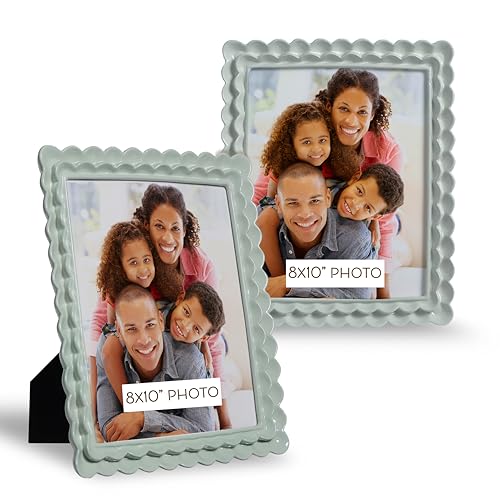 Sheffield Home Ruffle Edge Resin Picture Frame Set, Decorative Scalloped Photo Frame for Tabletop Display, 8x10, Light Green by Sheffield Home - Used condition - US$23.79