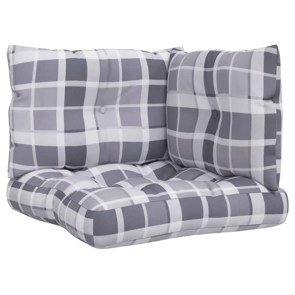 Coussins de palette gris lot de 3 pour canapé de jardin en polyester à carreaux