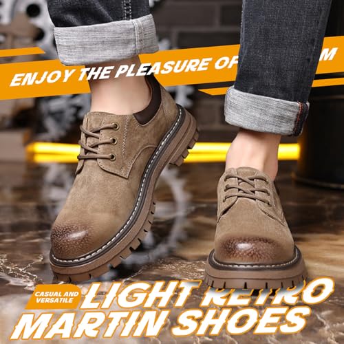 Men's Leather Platform Oxfords,Classic Round Toe Lace Up Dress Shoes,Comfort Non-Slip Lug Sole Chunky Heel Derby Shoes4