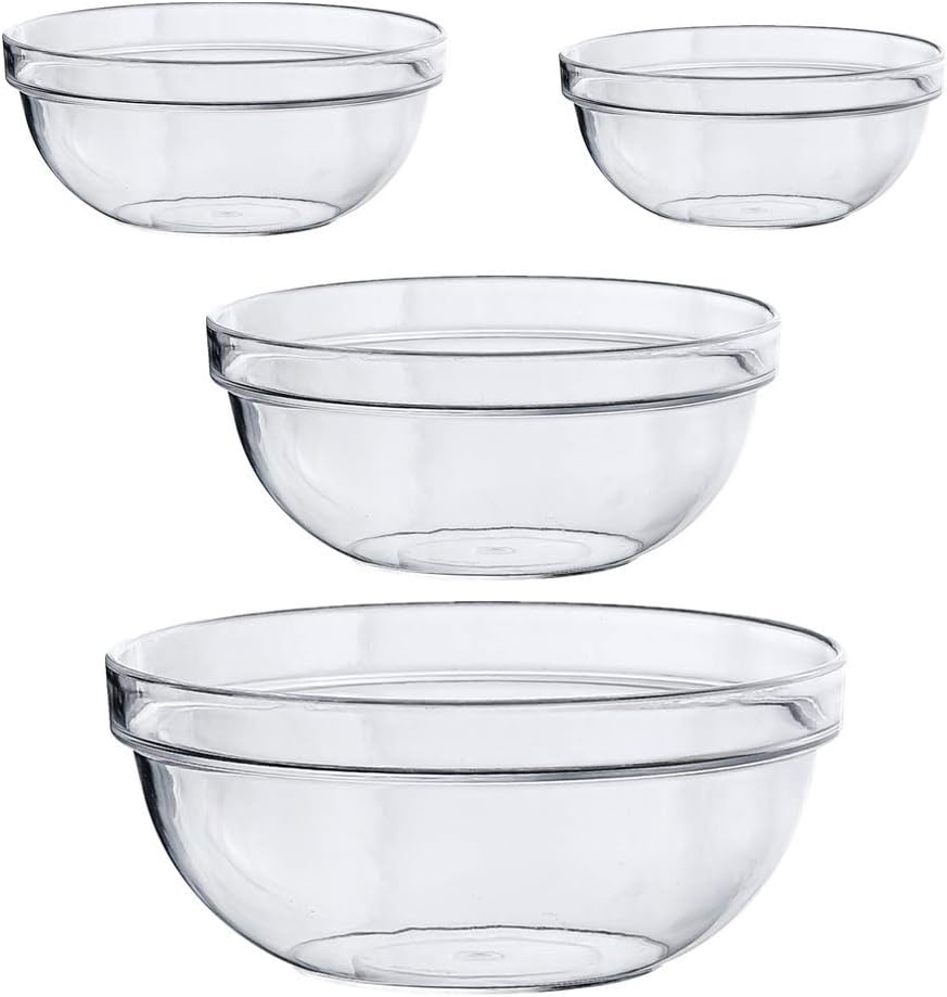 4Pcs set Clear acrylic mixing bowl set, Clear Chip Bowls, Party Snack