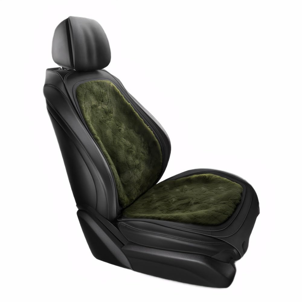 Alfombrilla de Felpa para Asiento de Coche, Funda de Asiento Universal Gruesa de Invierno para Land Cruiser Prado J150 5-Seat 2013-2017, con Parte Inferior Antideslizante, 9 Piezas,C-Green