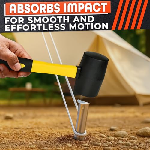 Image of 24 Oz Rubber Mallet Hammer for Woodworking, Flooring, Tiling, Camping and More - Rubber Hammer with Non-Slip Grip, Durable Ergonomic Handle and Anti-Vibrating Design for Furniture Assembly and Repairs