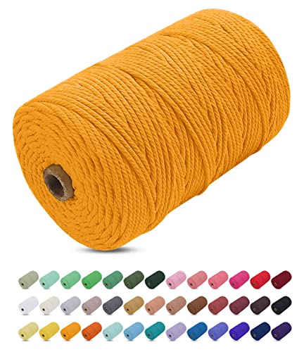 Uiopa Macrame Cord 3mm x 200m, Thick Macrame Rope Yarn Soft Natural Cotton Cord