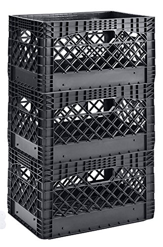 Muscle Rack PMK24QTB-3 24 quart 3 Pack black Heavy Duty Rectangular Stackable Dairy Milk Crates , 11" Height, 19" width (2 X 3 Pack) - Image 3