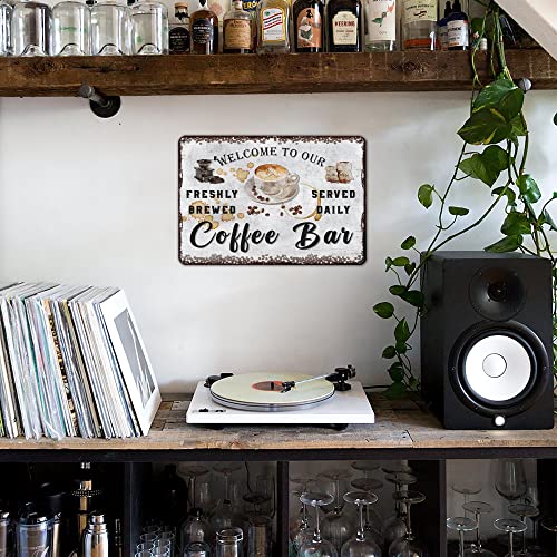 V Vibepy All Over Printed Personalized Coffee Bar Metal Sign, Coffee Metal Sign, Coffee Bar, Coffee Bar Decor 12X16" Metal Sign, Coffee Bar Sign, Coffee Sign, Bar Decor, Welcome Sign (001) #TOP4