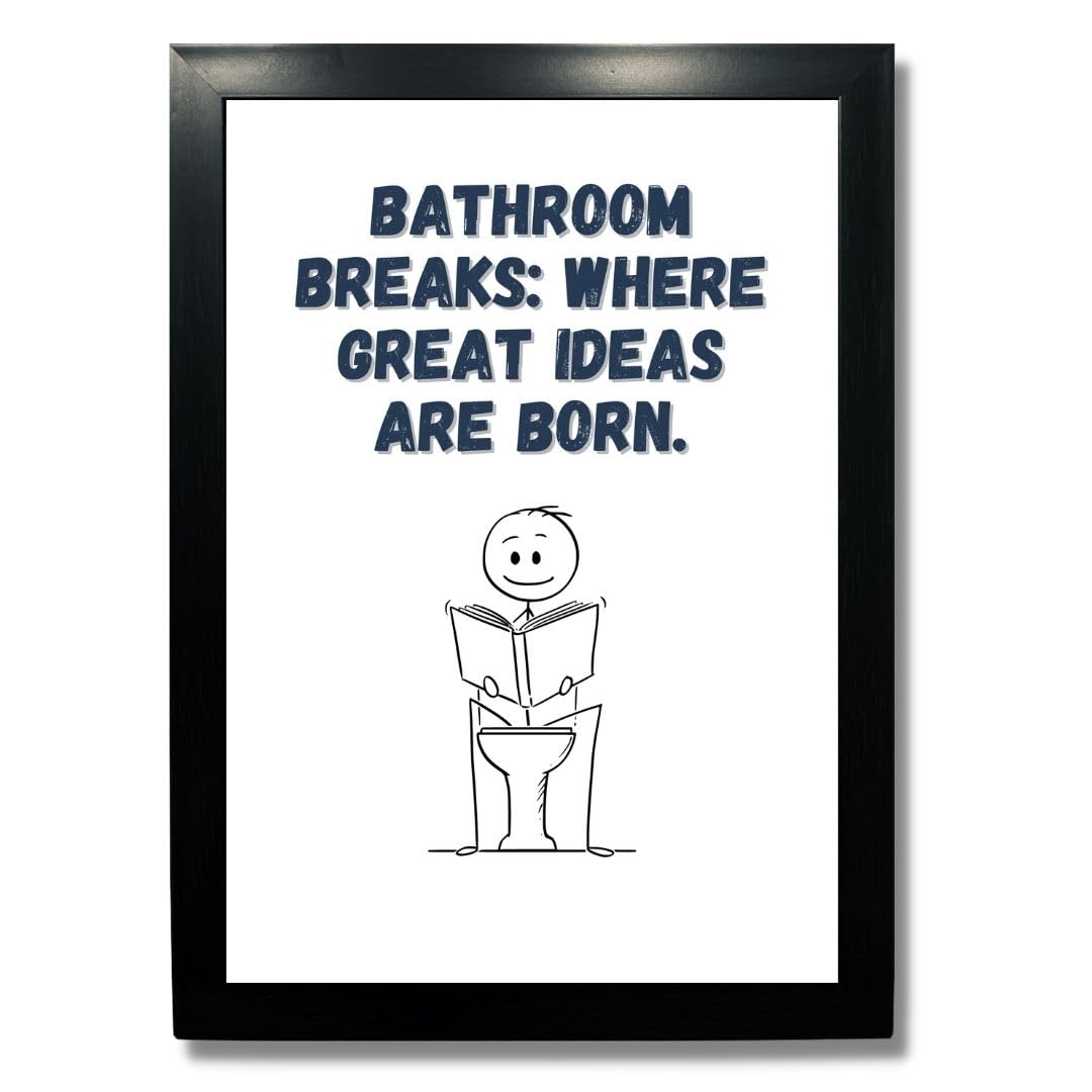 Kagaz Kala - Bathroom poster - Bathroom posters with frame - Bathroom quotes framed posters - Washroom Quotes Frames - Toilet Quotes Wall Hanging (Bathroom Breaks) (B0CG6CMFH5) Amazon Price History, Amazon Price Tracker