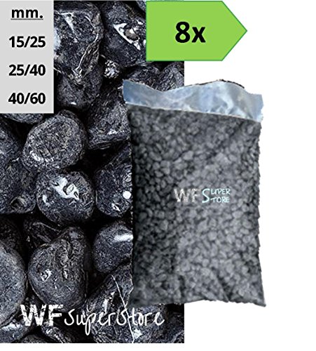 WUEFFE S.R.L. Ciottoli di Marmo Nero Ebano - 8 Sacchi da 25 kg - Sassi Pietre Giardino (25/40)