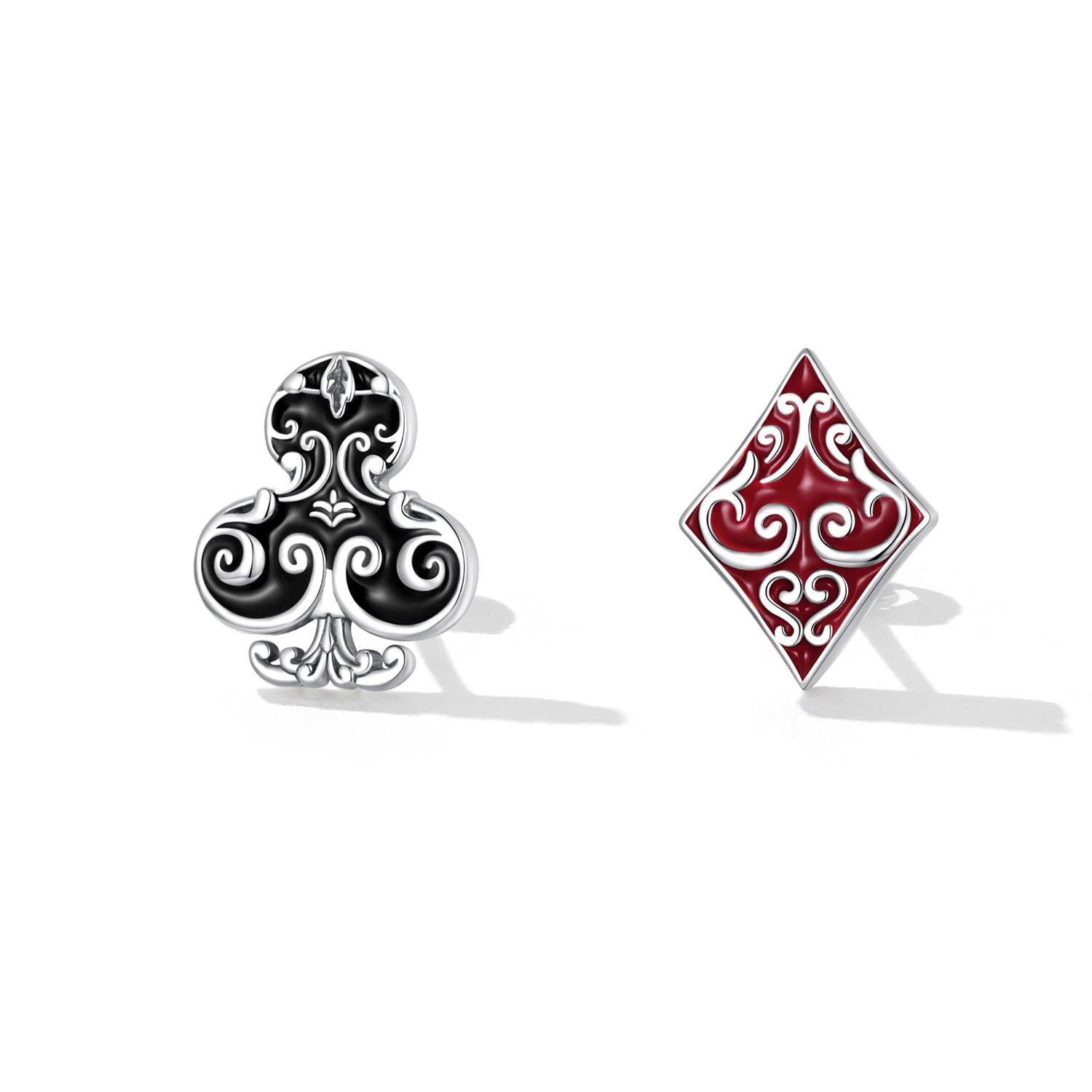 RWRAPS Orecchini, Orecchini in Argento da Donna, Orecchini Asimmetrici a Bottone da Poker Orecchini in Argento Sterling 925