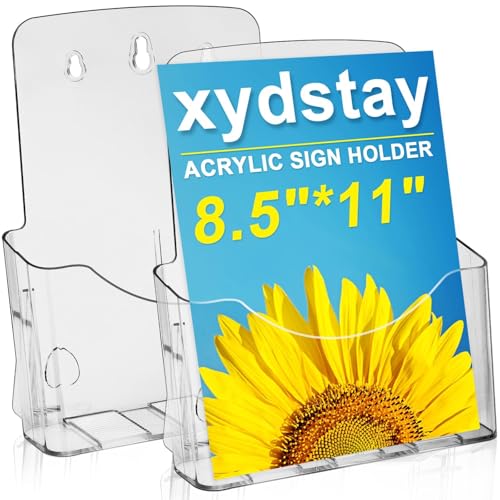xydstay Acrylic Brochure Holder 8.5x11 Inches Slant Back Design, Clear Display Stand, Plastic Table...