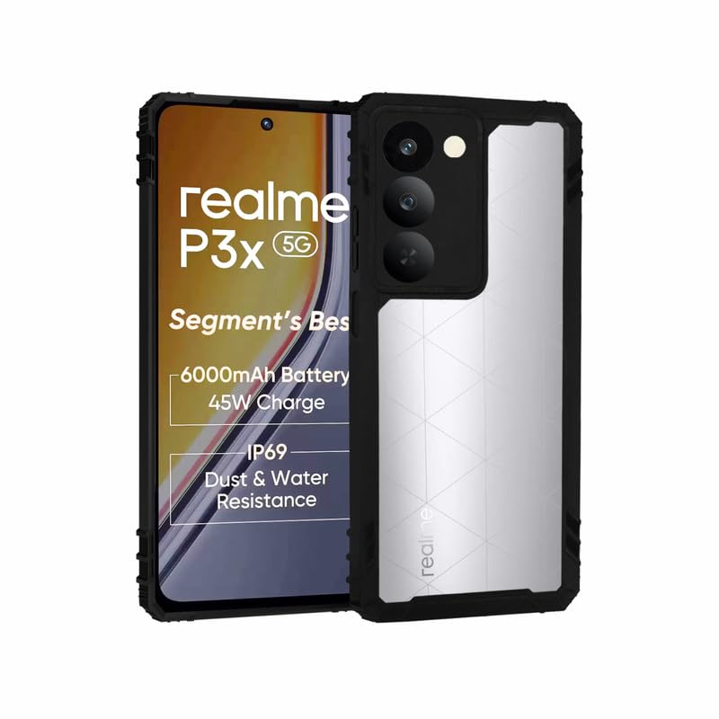 Image of AIBEX Crystal Clear Back Cover Case for Realme Narzo 80X 5G / Realme P3X 5G / Realme 14X 5G | Transparent Non-Yellowing Shockproof 360 Protective Slim Back Case
